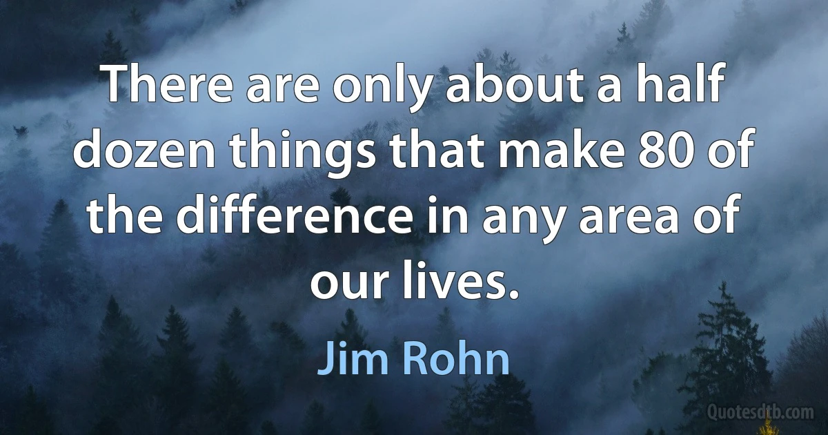 There are only about a half dozen things that make 80 of the difference in any area of our lives. (Jim Rohn)