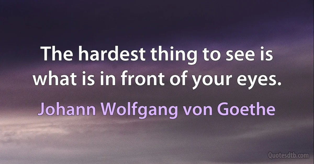 The hardest thing to see is what is in front of your eyes. (Johann Wolfgang von Goethe)