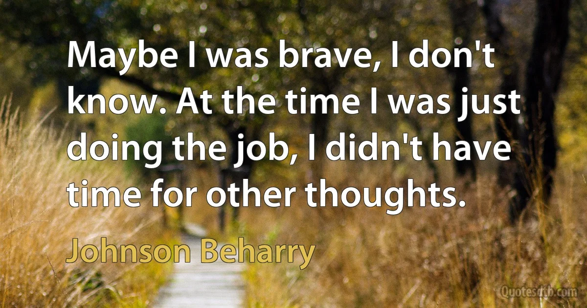 Maybe I was brave, I don't know. At the time I was just doing the job, I didn't have time for other thoughts. (Johnson Beharry)