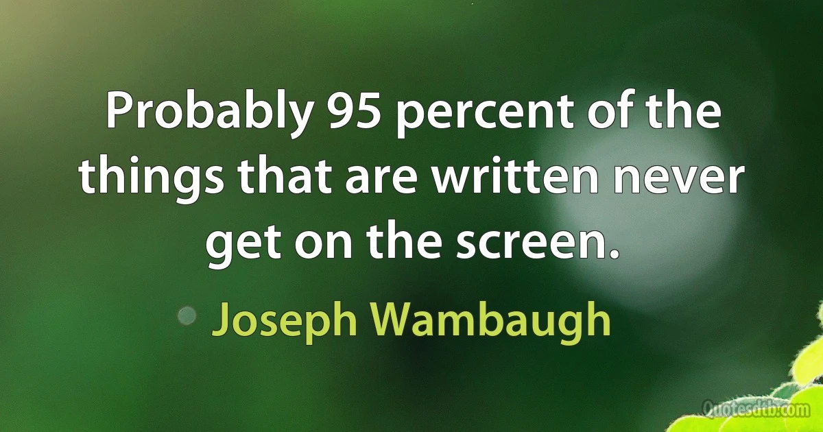 Probably 95 percent of the things that are written never get on the screen. (Joseph Wambaugh)