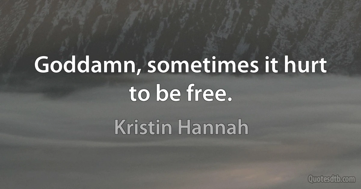 Goddamn, sometimes it hurt to be free. (Kristin Hannah)