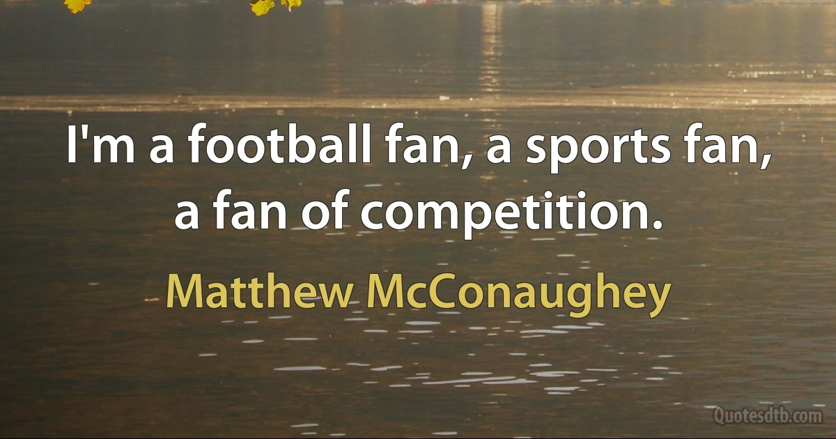 I'm a football fan, a sports fan, a fan of competition. (Matthew McConaughey)