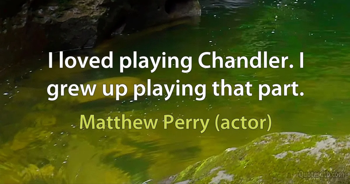 I loved playing Chandler. I grew up playing that part. (Matthew Perry (actor))