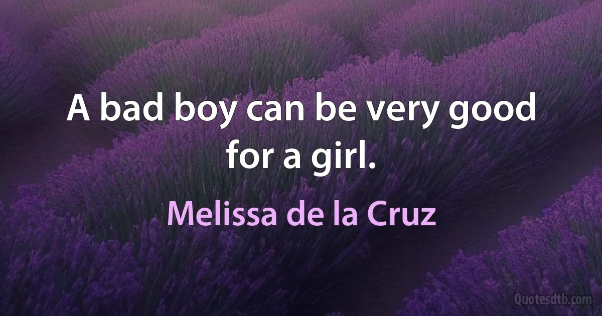 A bad boy can be very good for a girl. (Melissa de la Cruz)