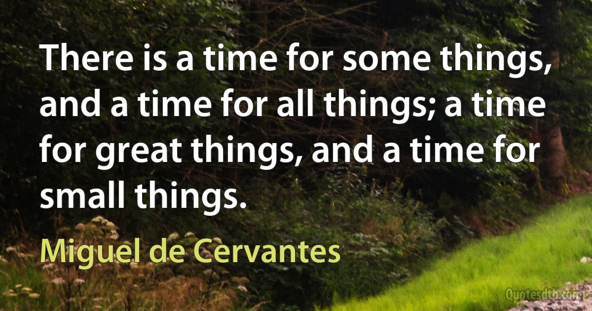 There is a time for some things, and a time for all things; a time for great things, and a time for small things. (Miguel de Cervantes)