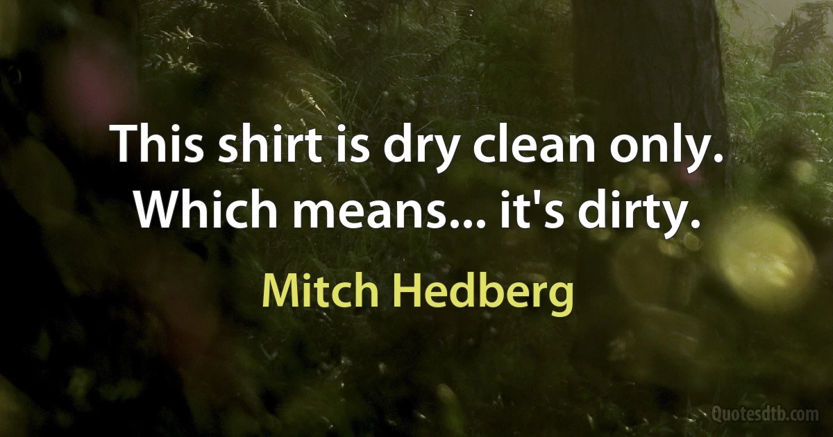 This shirt is dry clean only. Which means... it's dirty. (Mitch Hedberg)