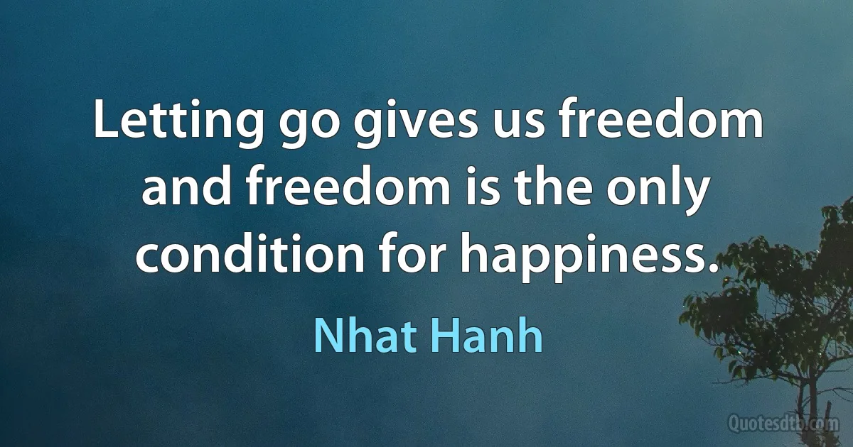 Letting go gives us freedom and freedom is the only condition for happiness. (Nhat Hanh)