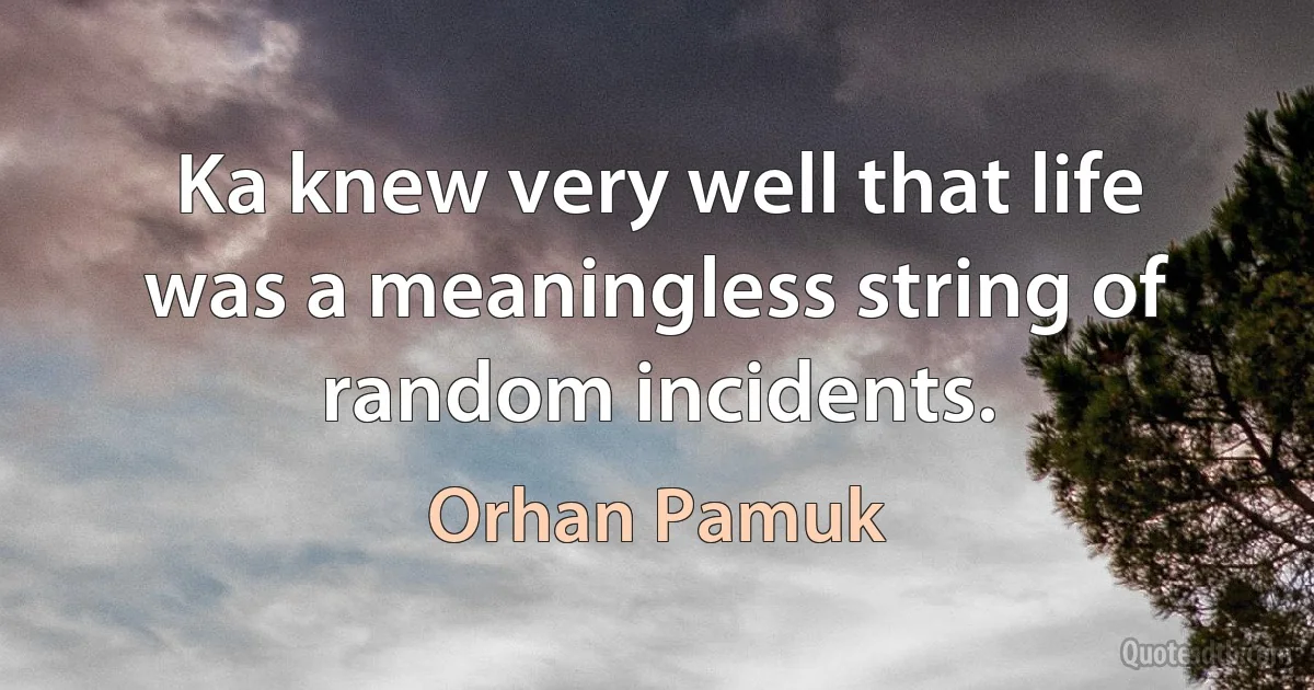 Ka knew very well that life was a meaningless string of random incidents. (Orhan Pamuk)