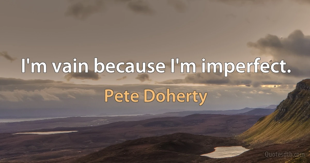 I'm vain because I'm imperfect. (Pete Doherty)