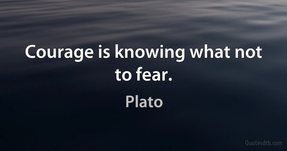 Courage is knowing what not to fear. (Plato)