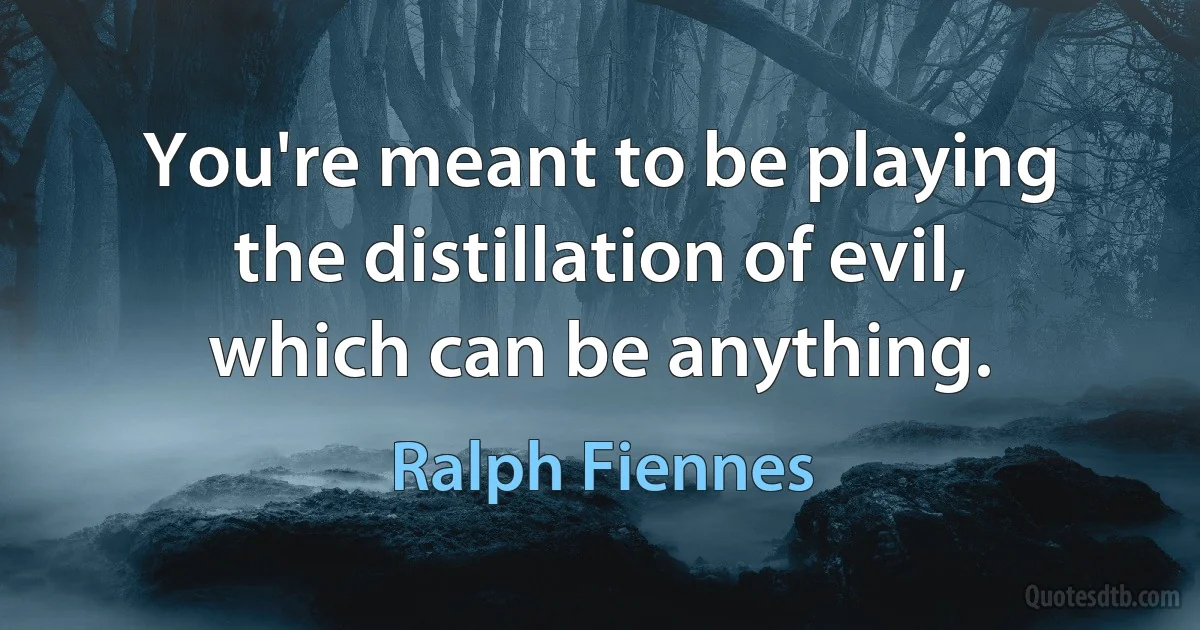 You're meant to be playing the distillation of evil, which can be anything. (Ralph Fiennes)