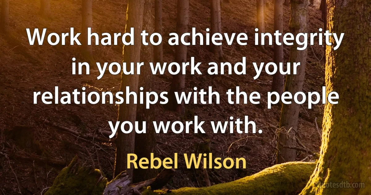 Work hard to achieve integrity in your work and your relationships with the people you work with. (Rebel Wilson)