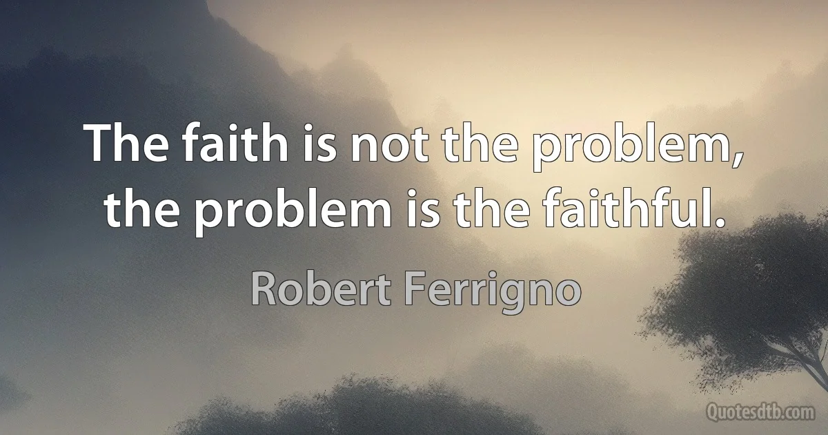 The faith is not the problem, the problem is the faithful. (Robert Ferrigno)