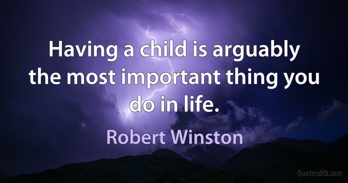 Having a child is arguably the most important thing you do in life. (Robert Winston)