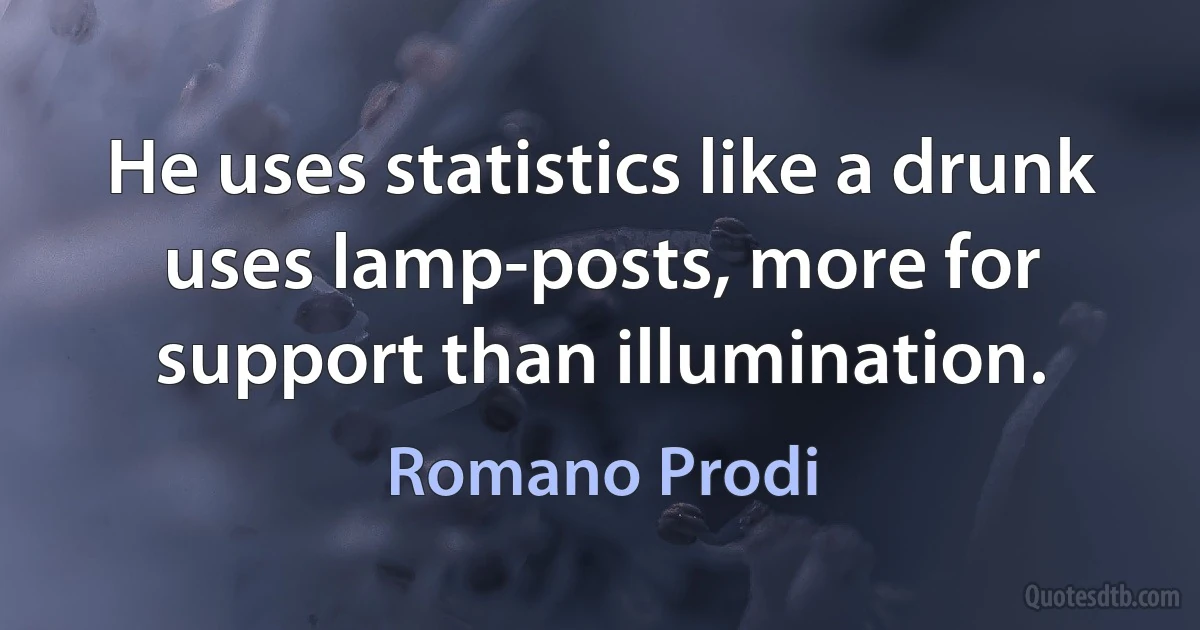 He uses statistics like a drunk uses lamp-posts, more for support than illumination. (Romano Prodi)