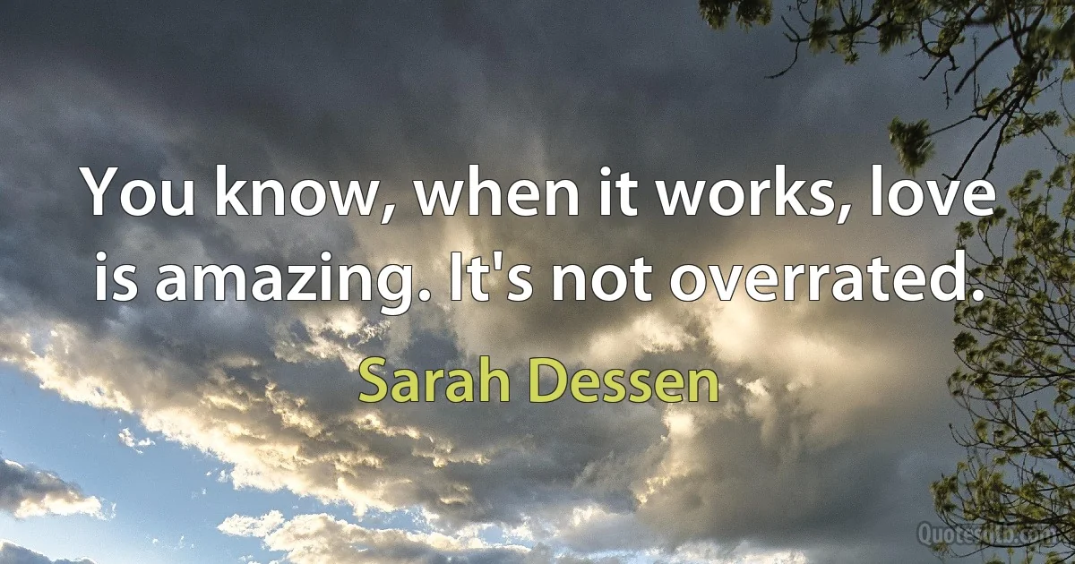 You know, when it works, love is amazing. It's not overrated. (Sarah Dessen)