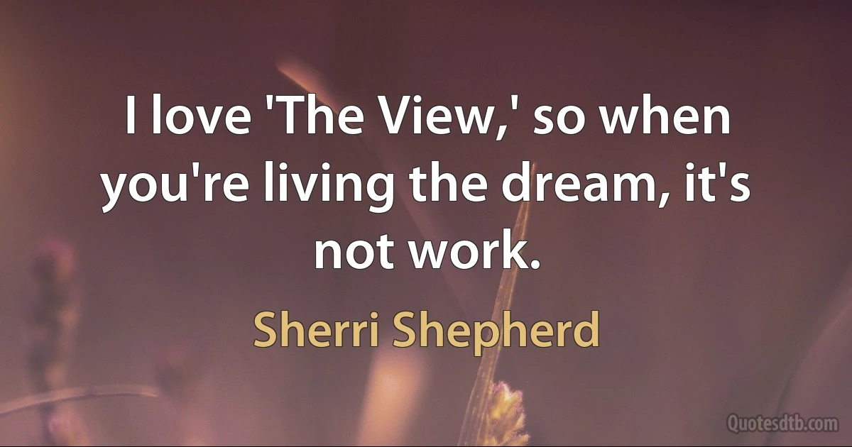 I love 'The View,' so when you're living the dream, it's not work. (Sherri Shepherd)