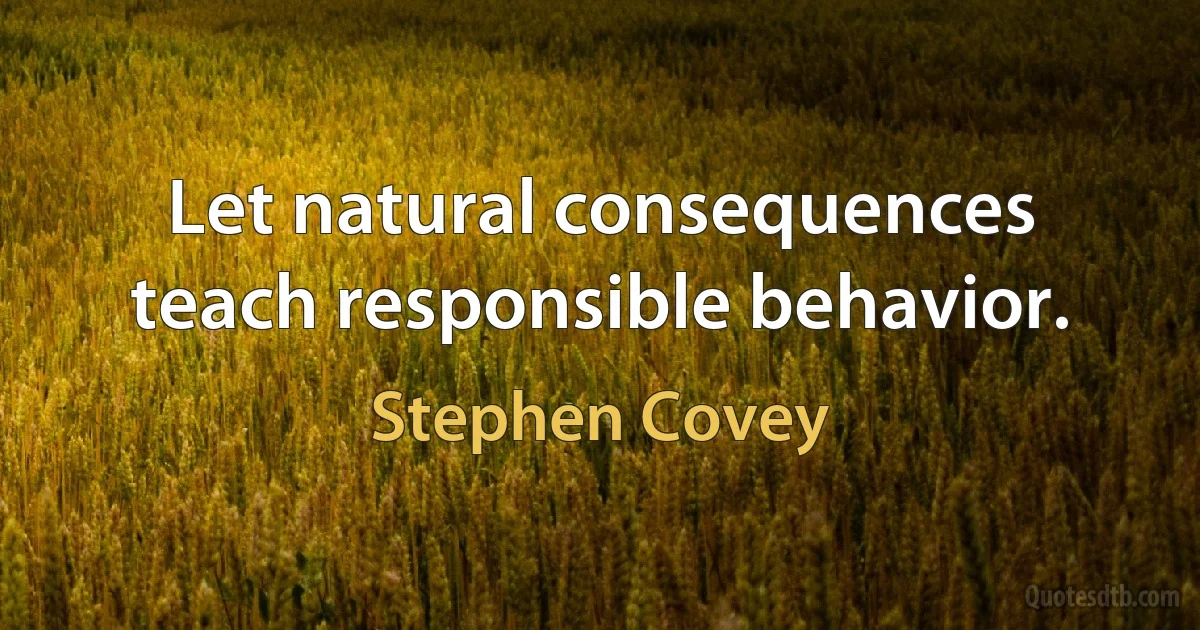 Let natural consequences teach responsible behavior. (Stephen Covey)