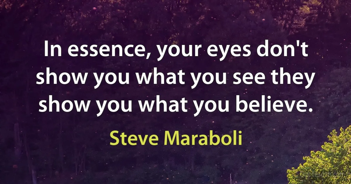 In essence, your eyes don't show you what you see they show you what you believe. (Steve Maraboli)