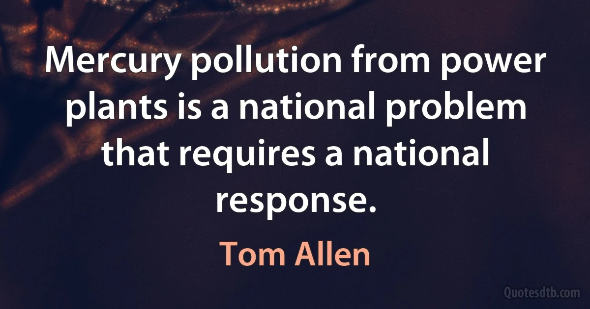 Mercury pollution from power plants is a national problem that requires a national response. (Tom Allen)