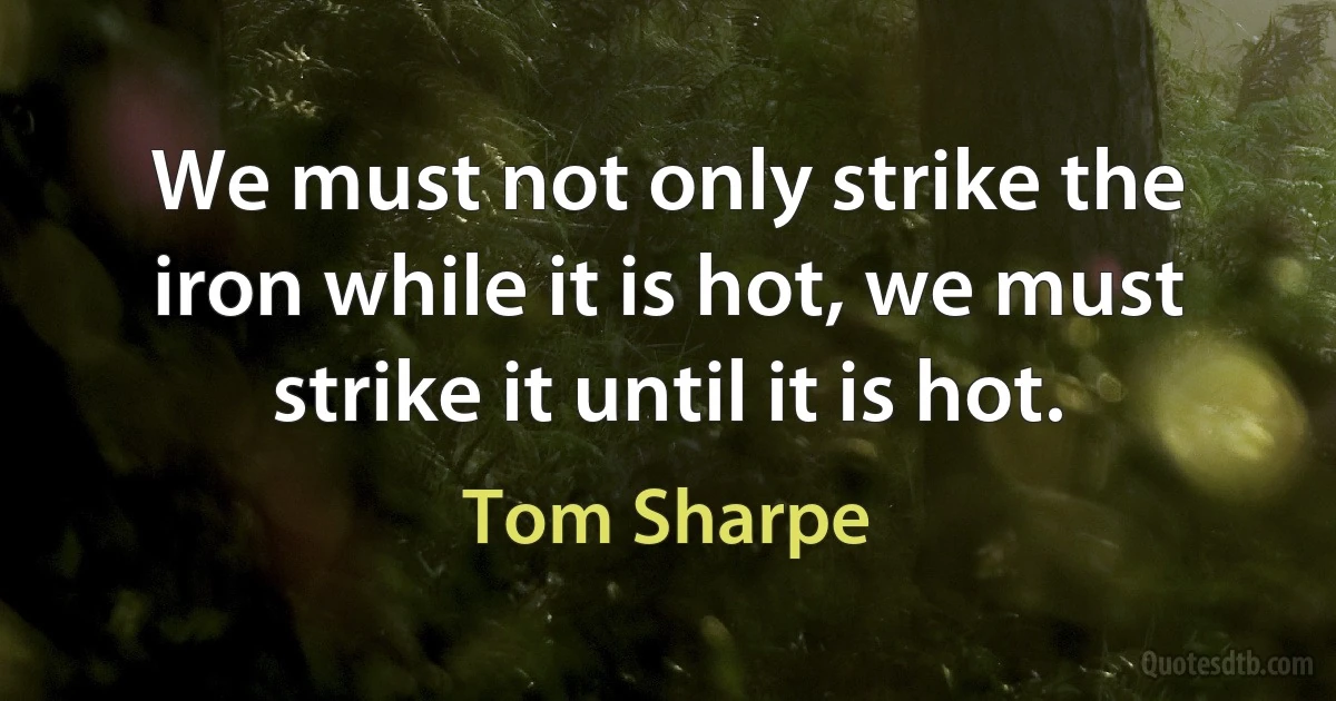 We must not only strike the iron while it is hot, we must strike it until it is hot. (Tom Sharpe)