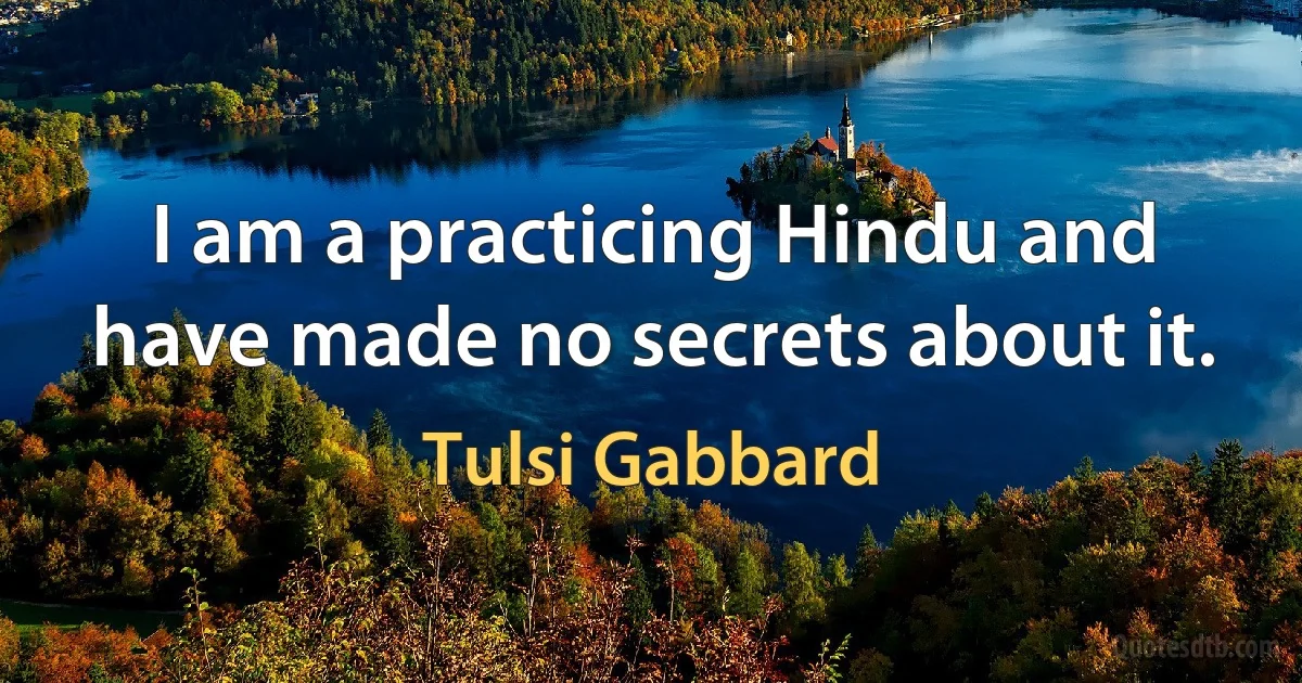 I am a practicing Hindu and have made no secrets about it. (Tulsi Gabbard)