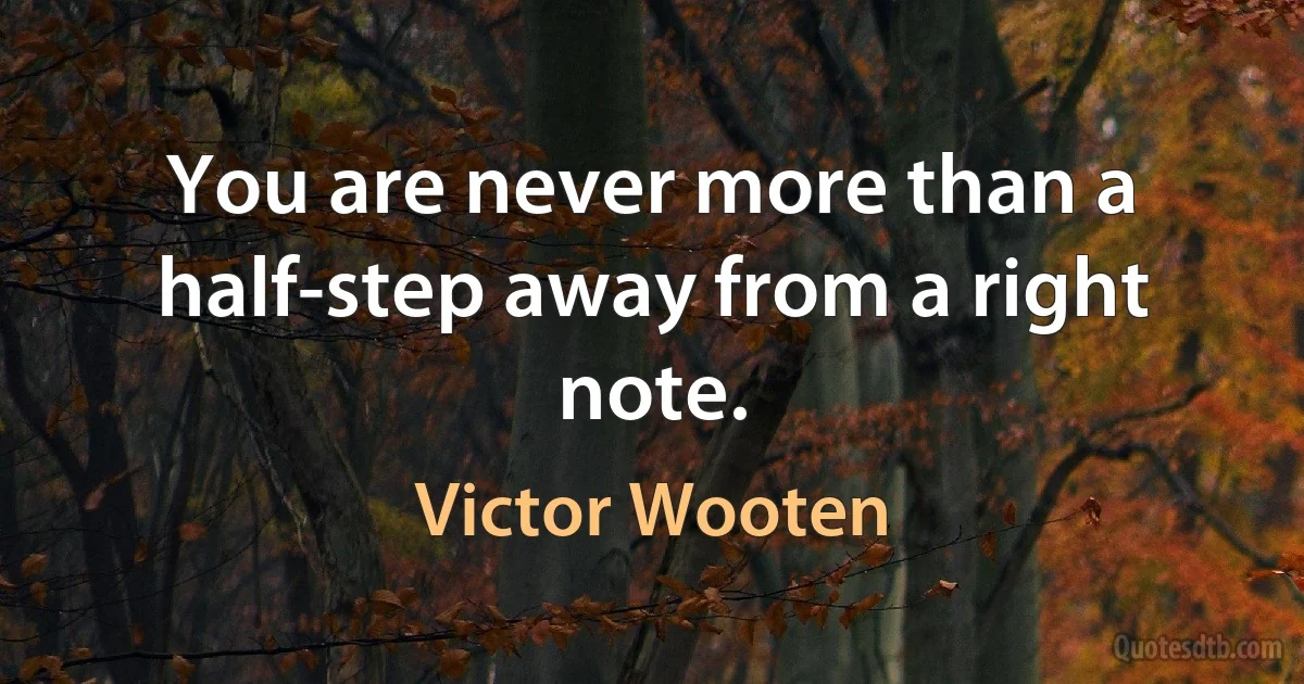 You are never more than a half-step away from a right note. (Victor Wooten)