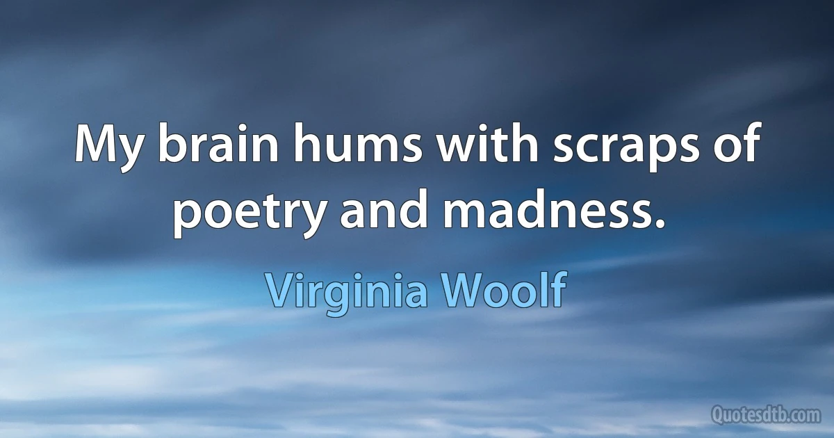 My brain hums with scraps of poetry and madness. (Virginia Woolf)