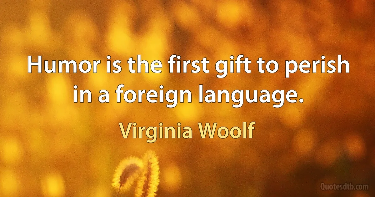 Humor is the first gift to perish in a foreign language. (Virginia Woolf)