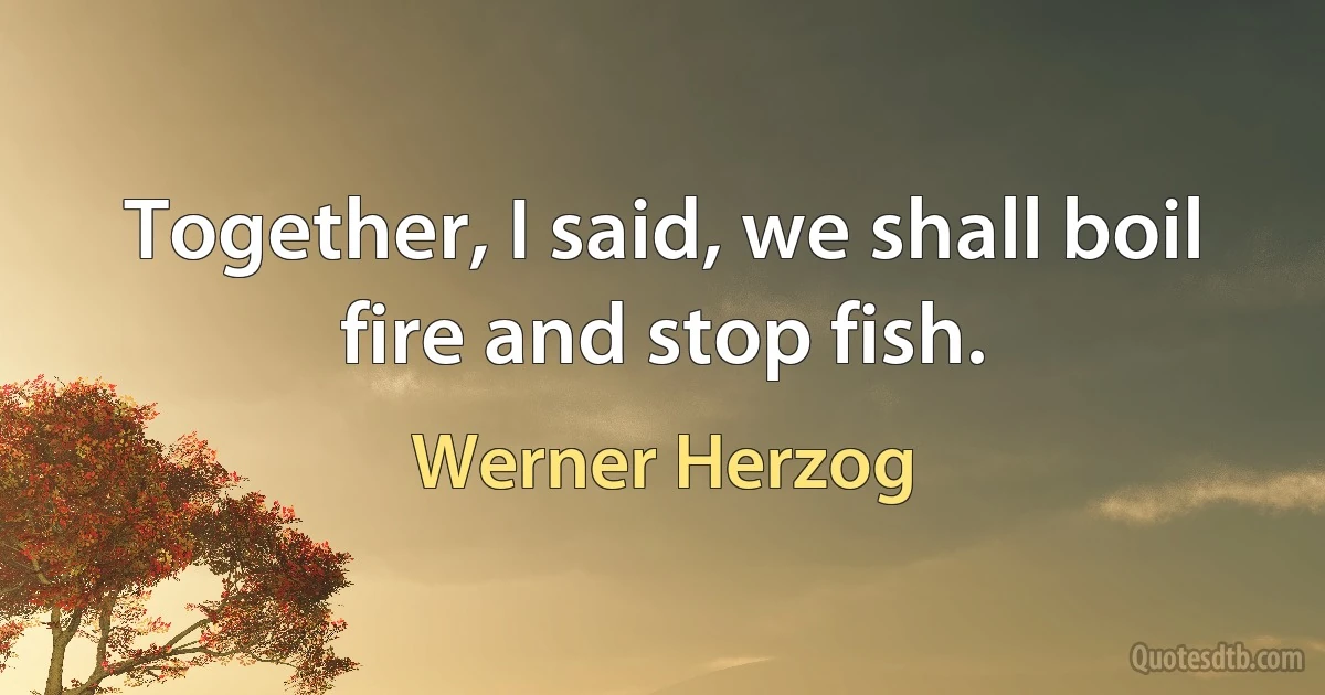 Together, I said, we shall boil fire and stop fish. (Werner Herzog)