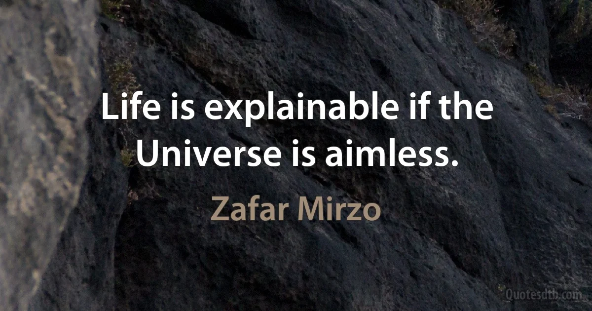 Life is explainable if the Universe is aimless. (Zafar Mirzo)