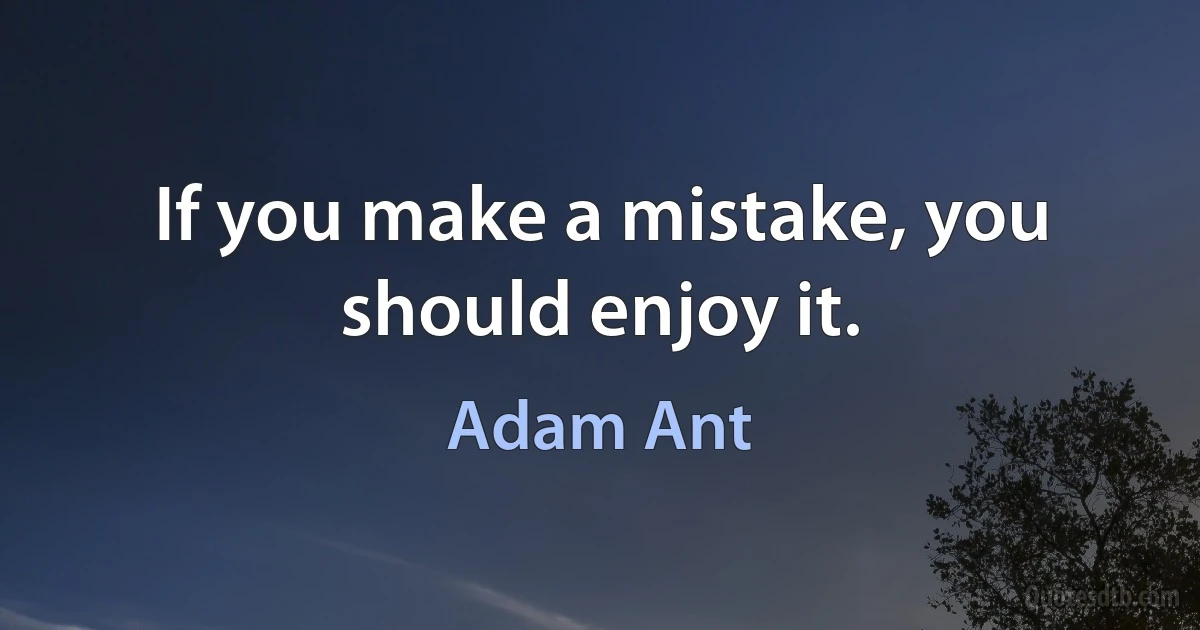 If you make a mistake, you should enjoy it. (Adam Ant)