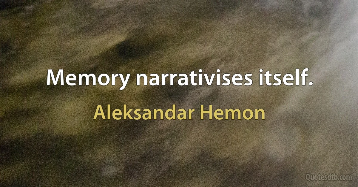 Memory narrativises itself. (Aleksandar Hemon)