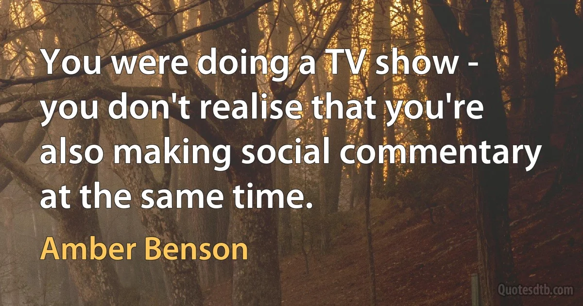 You were doing a TV show - you don't realise that you're also making social commentary at the same time. (Amber Benson)