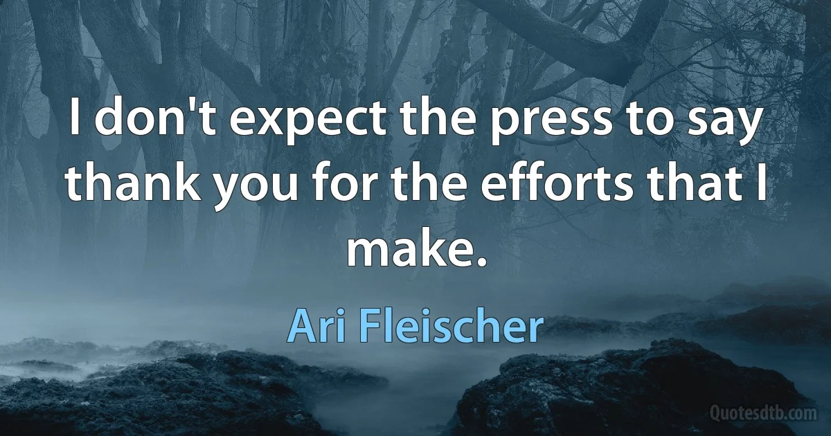 I don't expect the press to say thank you for the efforts that I make. (Ari Fleischer)