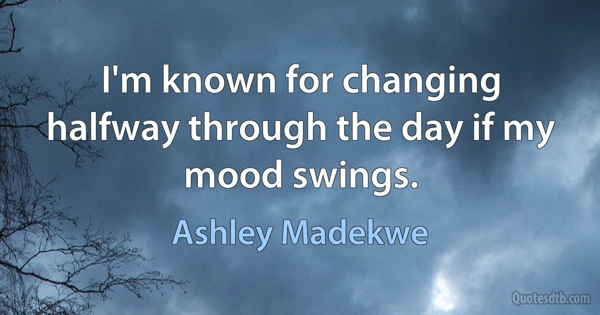 I'm known for changing halfway through the day if my mood swings. (Ashley Madekwe)