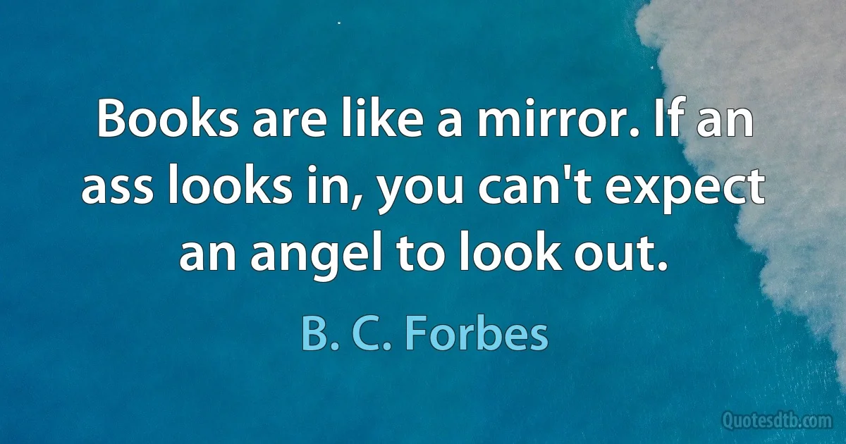 Books are like a mirror. If an ass looks in, you can't expect an angel to look out. (B. C. Forbes)