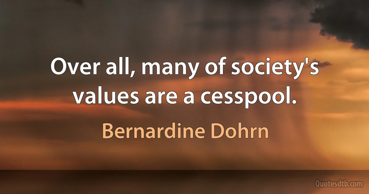 Over all, many of society's values are a cesspool. (Bernardine Dohrn)