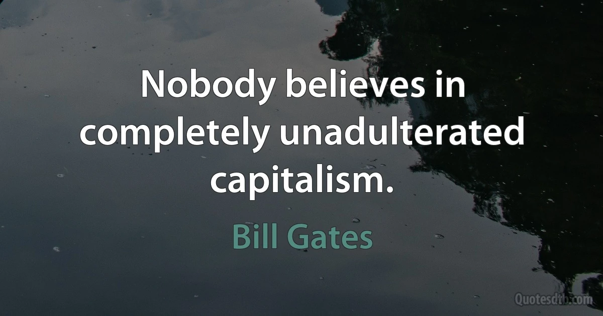 Nobody believes in completely unadulterated capitalism. (Bill Gates)