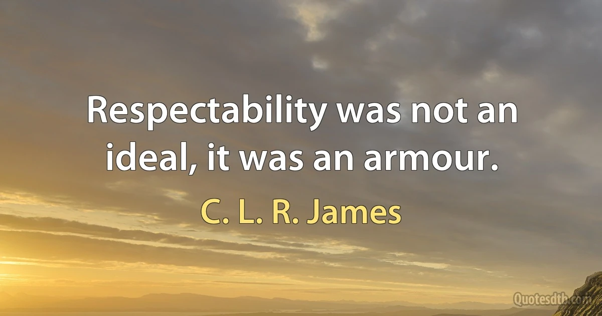 Respectability was not an ideal, it was an armour. (C. L. R. James)