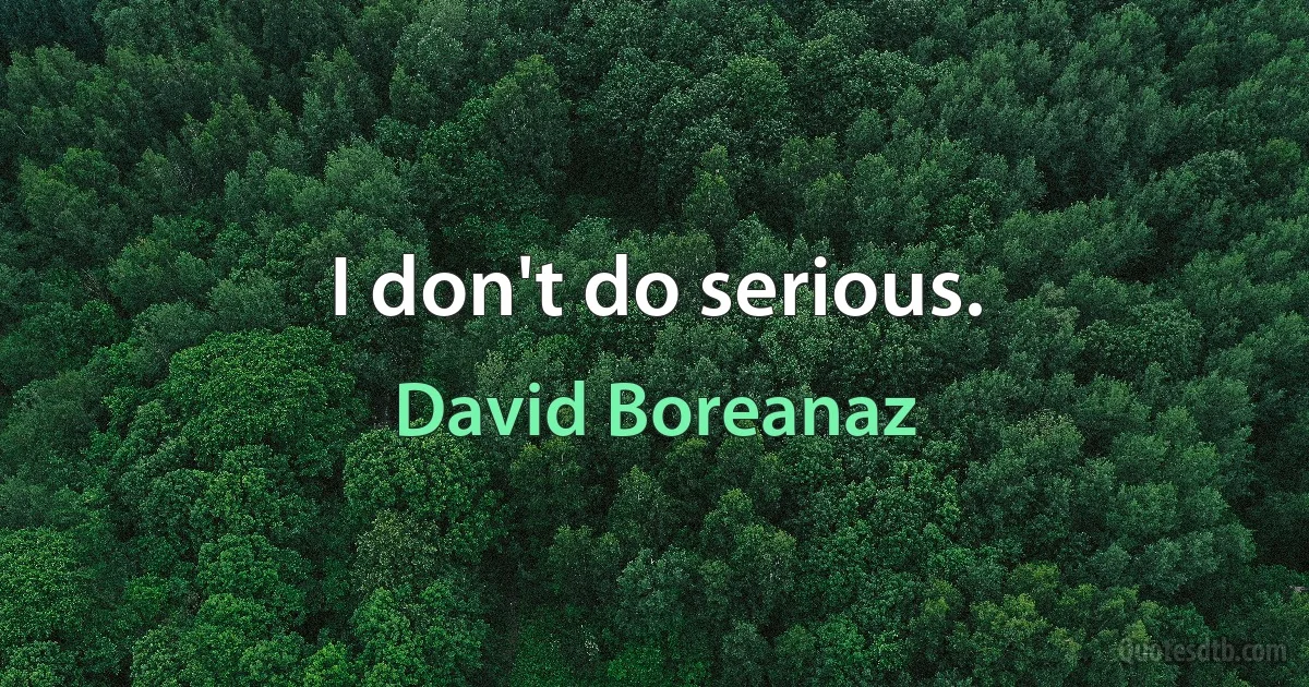 I don't do serious. (David Boreanaz)