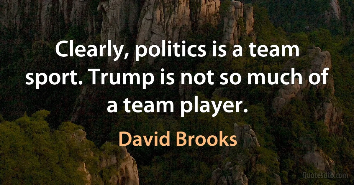 Clearly, politics is a team sport. Trump is not so much of a team player. (David Brooks)