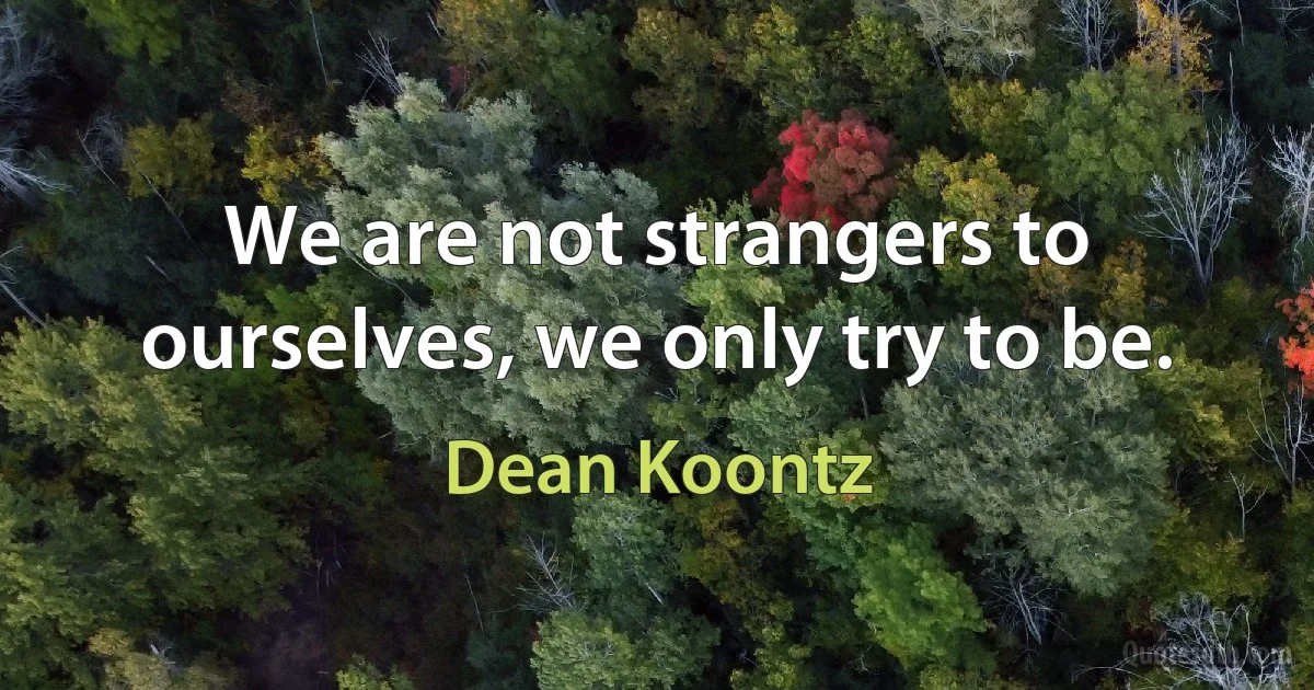 We are not strangers to ourselves, we only try to be. (Dean Koontz)