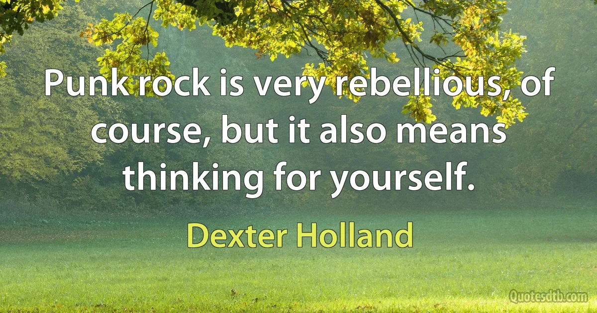 Punk rock is very rebellious, of course, but it also means thinking for yourself. (Dexter Holland)