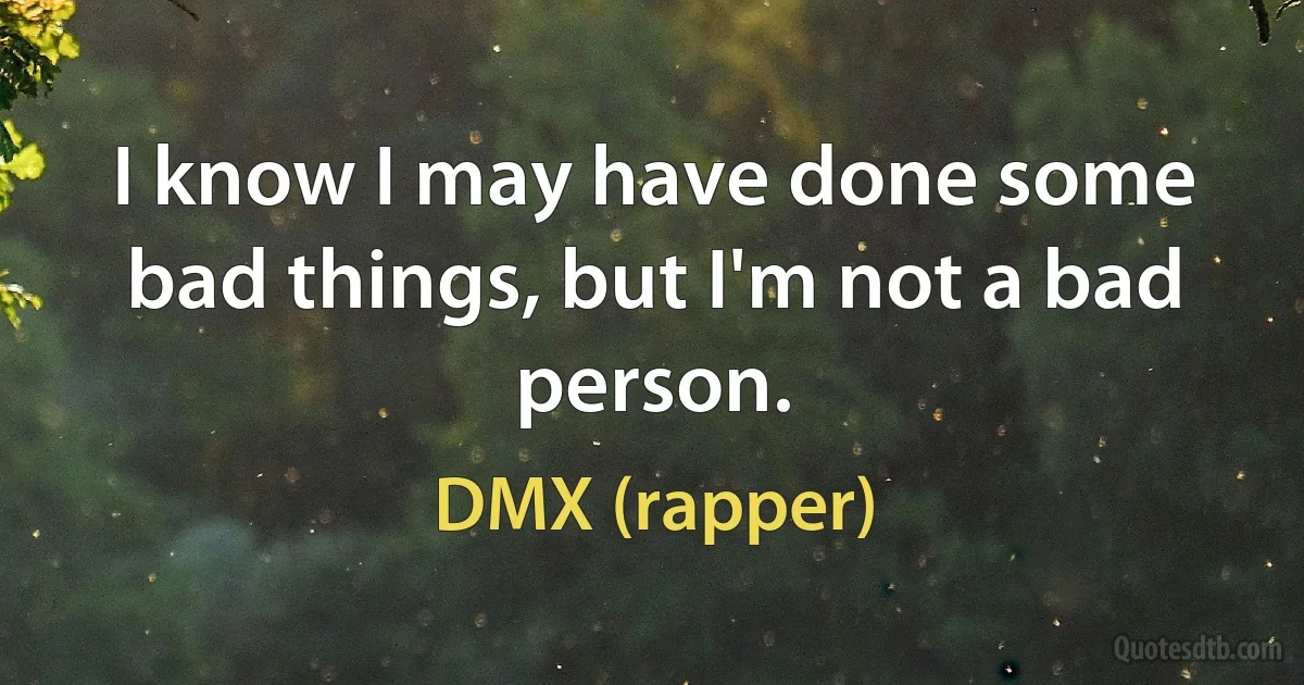 I know I may have done some bad things, but I'm not a bad person. (DMX (rapper))