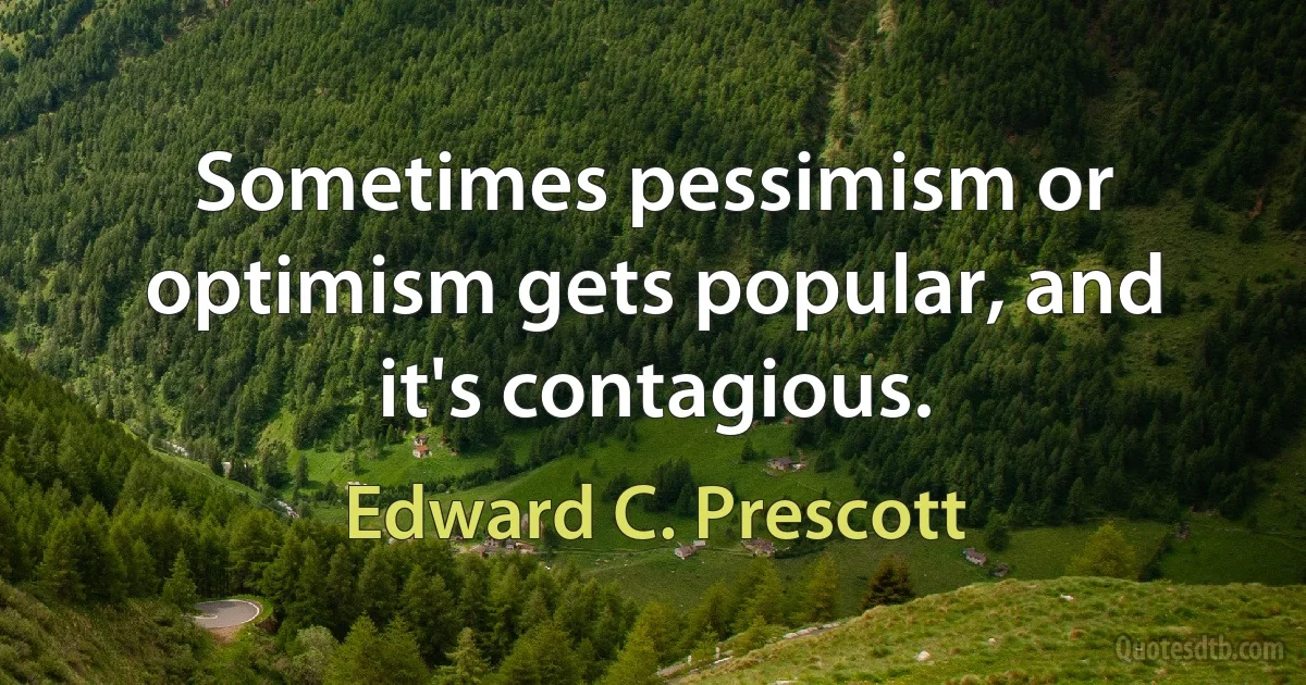 Sometimes pessimism or optimism gets popular, and it's contagious. (Edward C. Prescott)