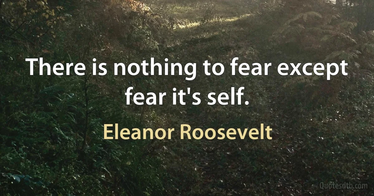 There is nothing to fear except fear it's self. (Eleanor Roosevelt)