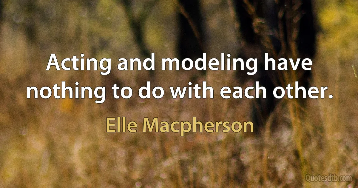 Acting and modeling have nothing to do with each other. (Elle Macpherson)