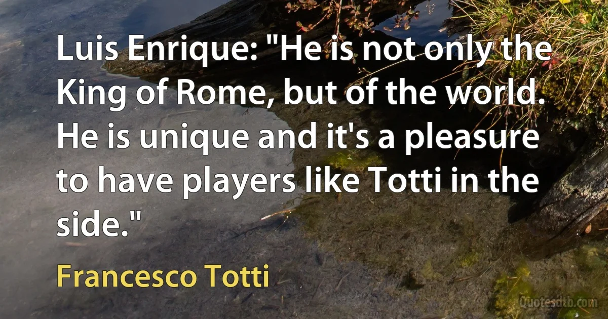 Luis Enrique: "He is not only the King of Rome, but of the world. He is unique and it's a pleasure to have players like Totti in the side." (Francesco Totti)