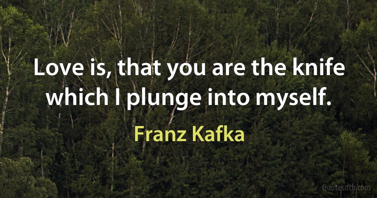 Love is, that you are the knife which I plunge into myself. (Franz Kafka)